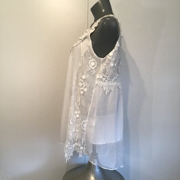 Minkas Flowy Sleeveless Lace Babydoll Mini Dress Size M - Picture 5 of 11